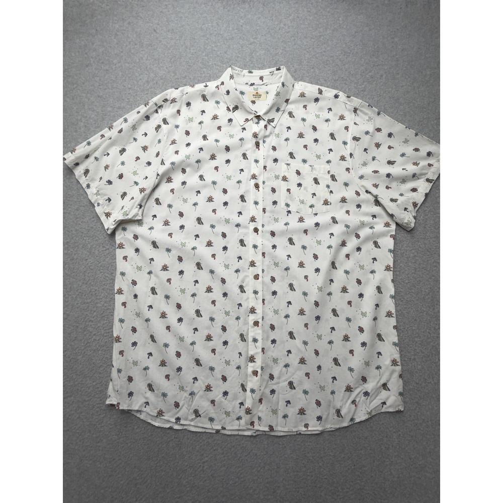 Marine Layer Mens 2XL Psychedelic Mushroom Palm Tree AOP Resort Shirt Rayon